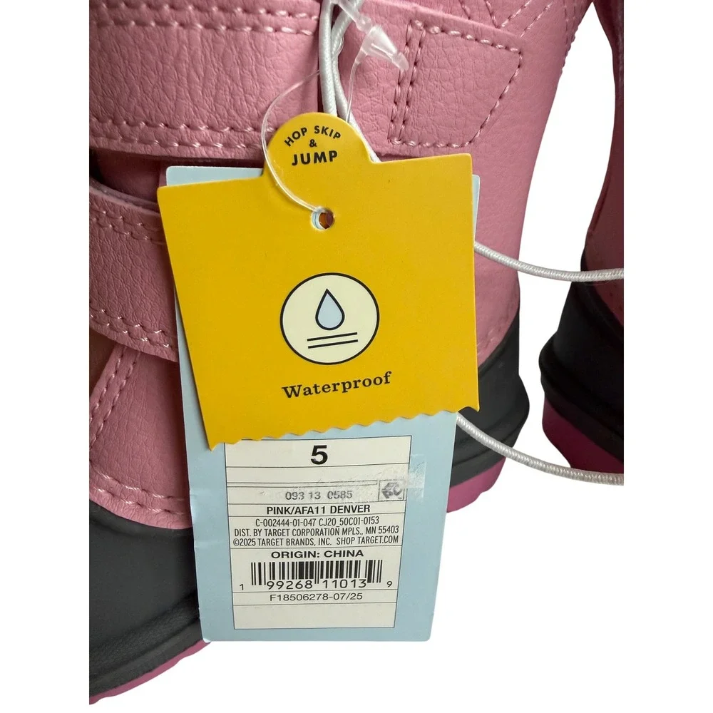 Cat & Jack Denver Pink Waterproof Snow Boots Faux Fur Trim Toddler Size 5 NEW‎